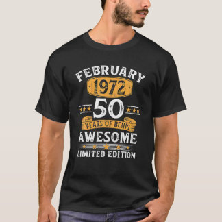 Camiseta Febrero de 1972 Regalos de 50 años 50 cumpleaños
