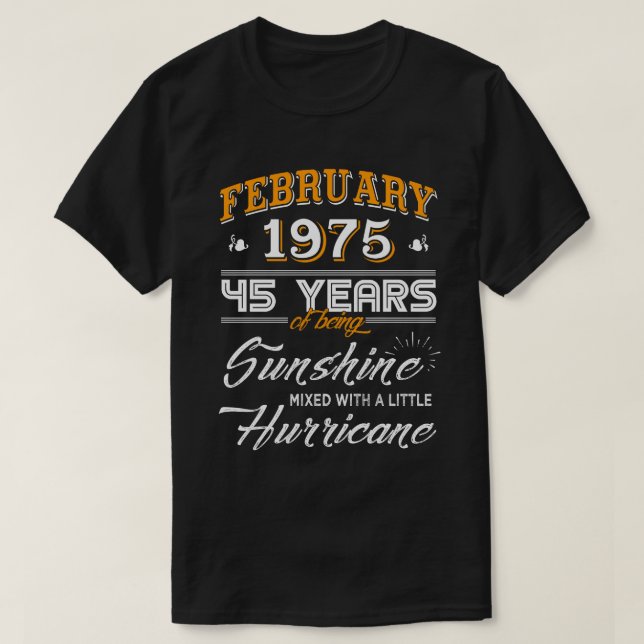 Camiseta Febrero de 1975: 45 años de regalos de aniversario (Diseño del anverso)