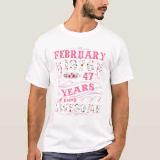 Camiseta Febrero de 1976 47º cumpleaños Tee 47 años