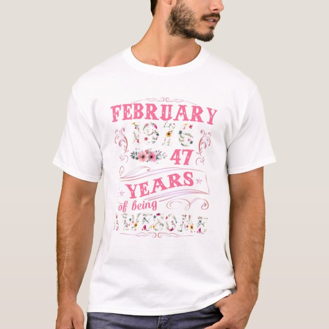 Camiseta Febrero de 1976 47º cumpleaños Tee 47 años (Anverso)