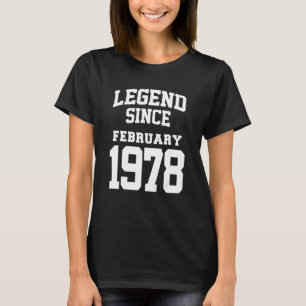Camiseta Febrero de 1978 45ª leyenda de cumpleaños de 45 añ