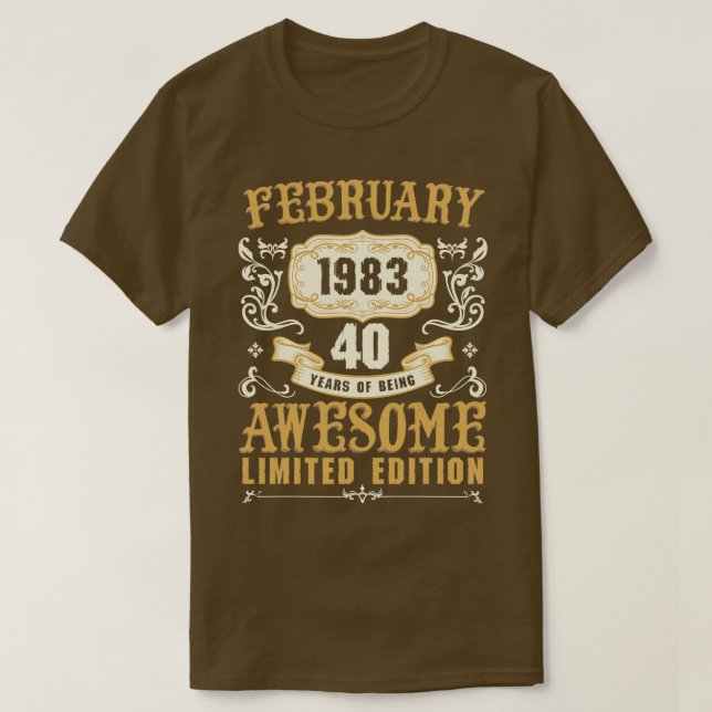 Camiseta Febrero De 1983 40 Años De Ser Una Ida Impresionan (Diseño del anverso)