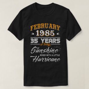 Camiseta Febrero de 1985 35 años de Boda Aniversario Regalo