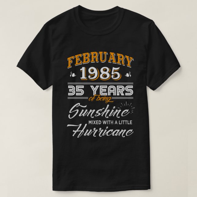 Camiseta Febrero de 1985 35 años de Boda Aniversario Regalo (Diseño del anverso)