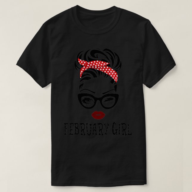 Camiseta Febrero: Mujer Chica enfrenta ojos Wink Lady Face  (Diseño del anverso)