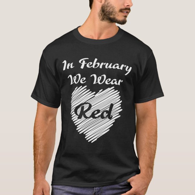 Camiseta Febrero Usamos Corazón De Sensibilización Roja (Anverso)