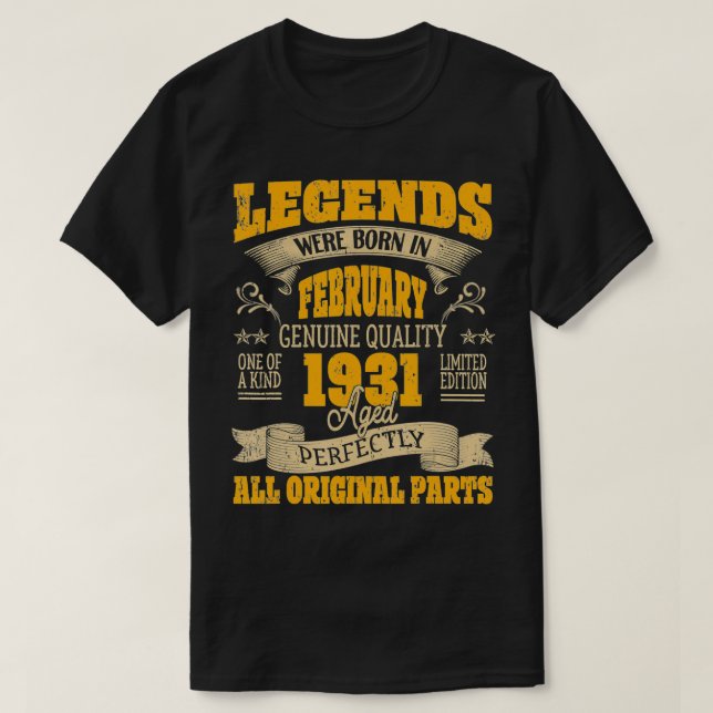 Camiseta February 1931 90th Birthday Gift 90 Year Old For M (Diseño del anverso)