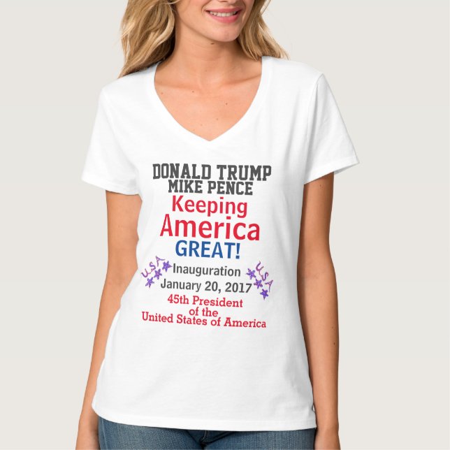 Camiseta FECHA DE LOS NOMBRES DE EDICIÓN DE Trump Red White (Anverso)