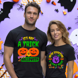 Camiseta Fecha Nombre Pareja Invitación de Embarazo Hallowe