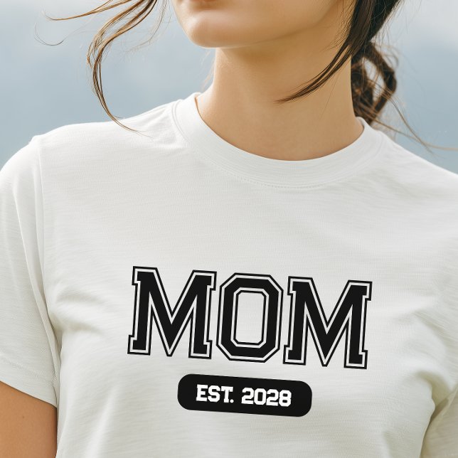 Camiseta Fecha Personalizada Nueva Mamá (Custom New Mom Established Tshirt)