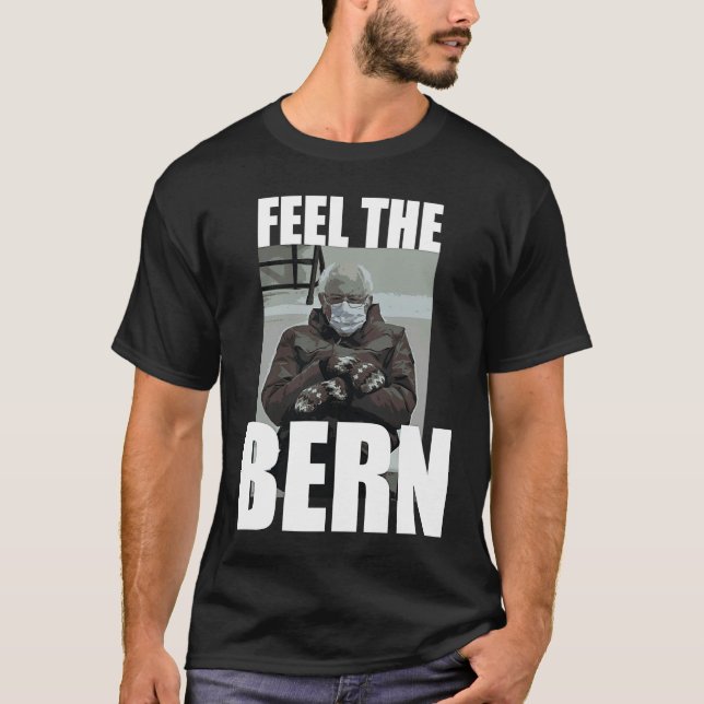 Camiseta Feel It Bern Bernie Sanders Sitting Mittens  Meme (Anverso)