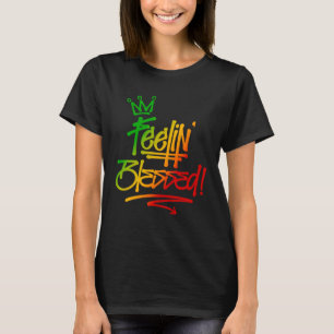Camiseta Feelin Blessn Rasta Colors Graffiti Tag Style Reg