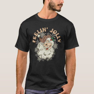 Camiseta Feelin Jolly Beige Retro Santa Claus Gracioso Chri