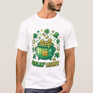 Camiseta Feelin’ Lucky Pot of Gold St. Patrick’s Day Shirt