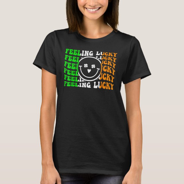 Camiseta Feeling Lucky Irish Flag Shamrock Leaf St Patrick' (Anverso)