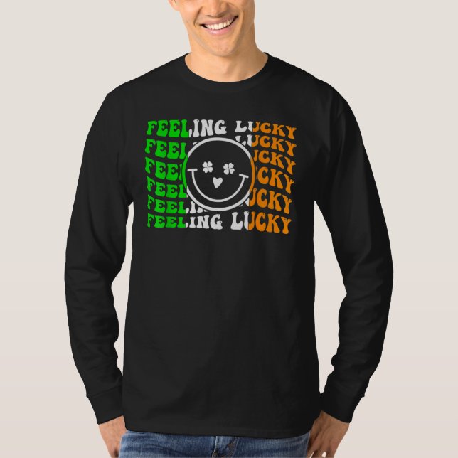 Camiseta Feeling Lucky Irish Flag Shamrock Leaf St Patrick' (Anverso)