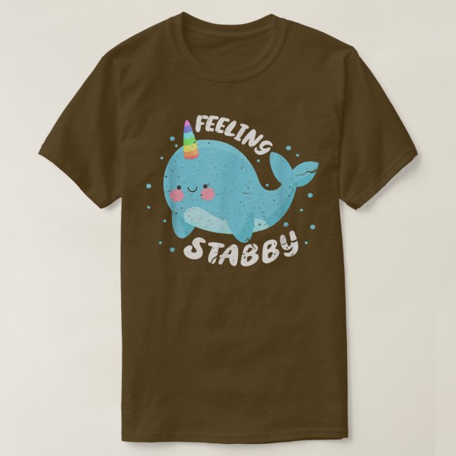 Camiseta Feeling Stabby Unicorn Narwhal Whale Kawaii Distre (Diseño del anverso)