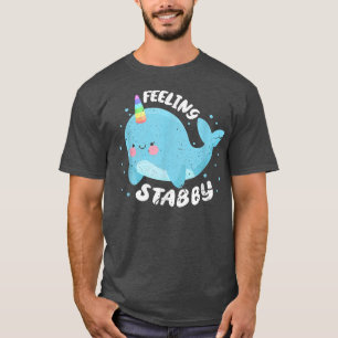 Camiseta Feeling Stabby Unicorn Narwhal Whale Kawaii Distre