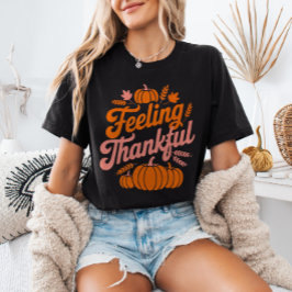 Camiseta Feeling Thankful Fall Leaves Pumpkins Thanksgiving