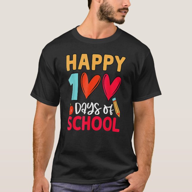 Camiseta Felices 100 días de Chicas de profesores escolares (Anverso)