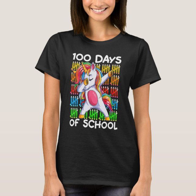 Camiseta Felices 100 Días De Chicas Escolares Dabbing Unico (Anverso)