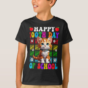 Camiseta Felices 100 días de clase, gato 100 días más intel