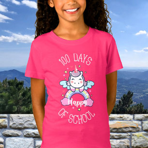 Camiseta Felices 100 Días De Colegio De Niños Unicornios