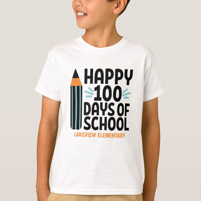 Camiseta Felices 100 días de colegio| Personalizado (Anverso)