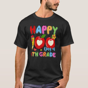 Camiseta Felices 100 Días De Cuarto Grado Lápiz Manzanas Té