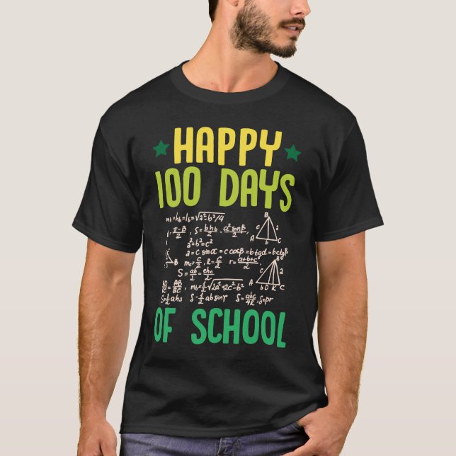 Camiseta Felices 100 Días De Ecuaciones De Maestros Escolar (Anverso)