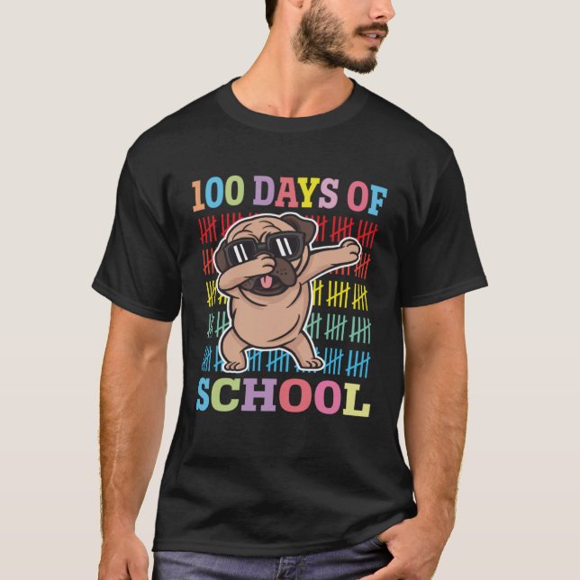 Camiseta Felices 100 Días De Escolares Dabbing Dog Chicas (Anverso)