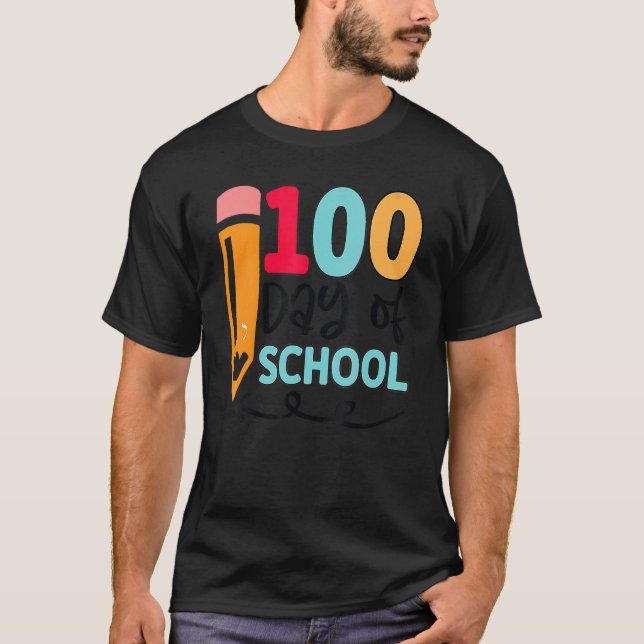 Camiseta Felices 100 Días De Escolares Niños Chicas Jardín  (Anverso)