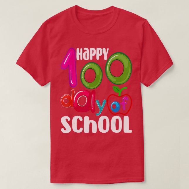 Camiseta Felices 100 Días De Escuela Para Niños Estudiantes (Diseño del anverso)