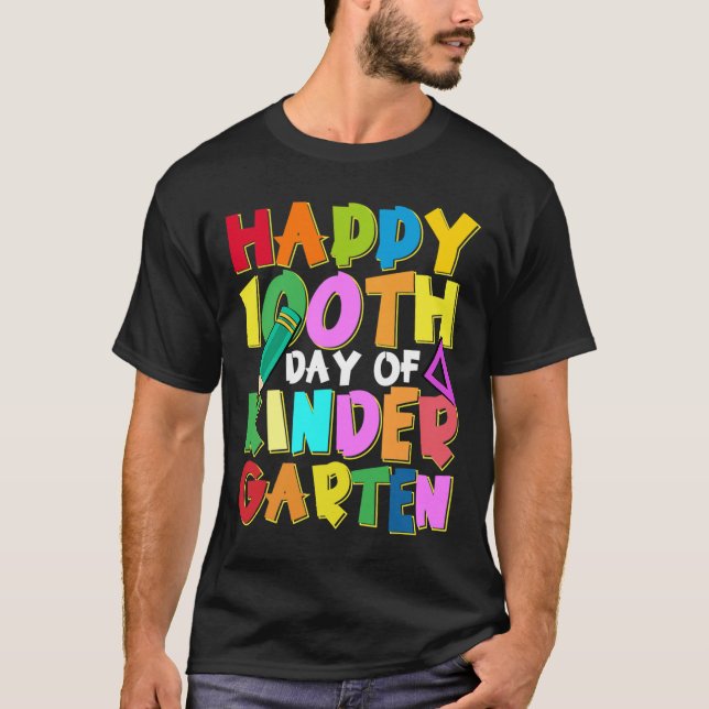 Camiseta Felices 100 días de niños de kindergarten 100 días (Anverso)