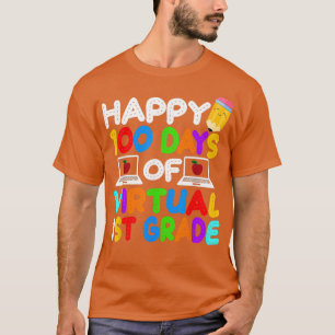 Camiseta Felices 100 días de niños virtuales de primer grad