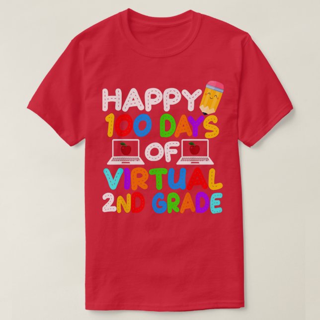 Camiseta Felices 100 días de niños virtuales de segundo gra (Diseño del anverso)