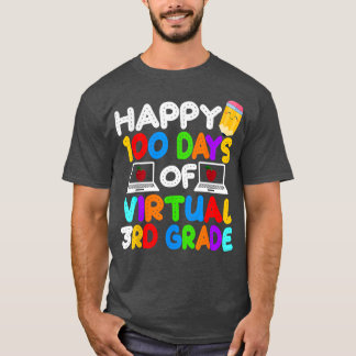 Camiseta Felices 100 días de niños virtuales de tercer grad