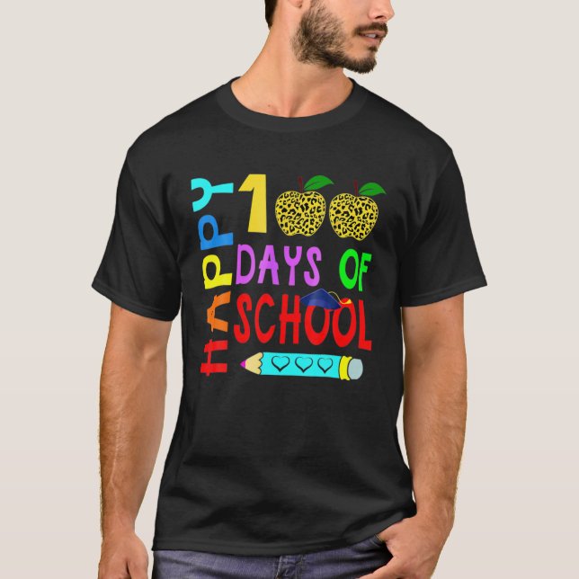 Camiseta Felices 100 Días De Regalo De Grad De Leopardo Esc (Anverso)
