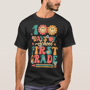 Camiseta Felices 100 días del Día del Colegio Retro Groovy