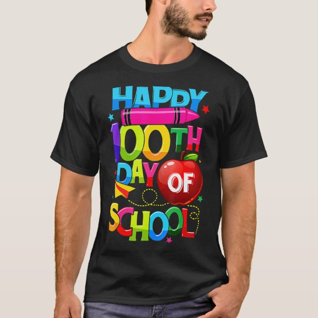 Camiseta Felices 100 días del día del maestro escolar 100 d (Anverso)