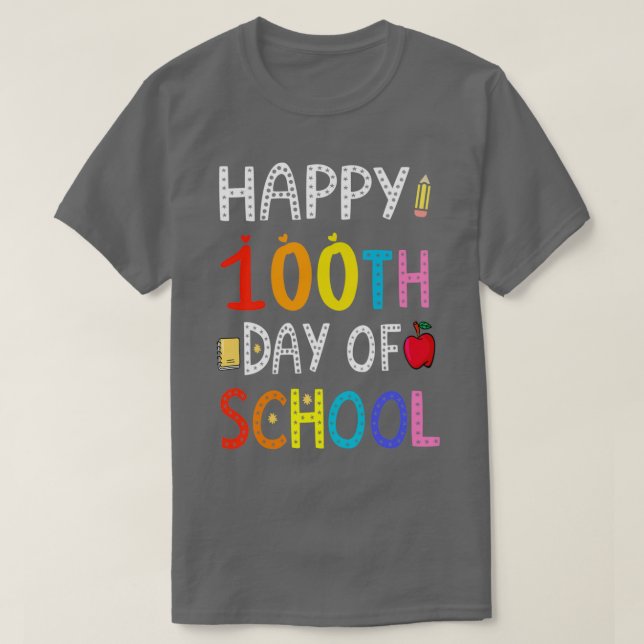 Camiseta Felices 100 días escolares para profesores o niños (Diseño del anverso)