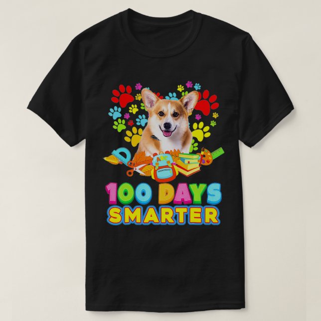 Camiseta Felices 100 días Perro Corgi más inteligente para  (Diseño del anverso)