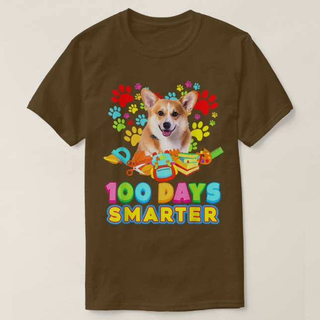 Camiseta Felices 100 días Perro Corgi más inteligente para  (Diseño del anverso)
