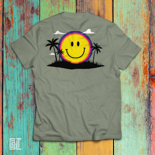 Camiseta Felices 70 Retro Cara Sonriente Atardecer Playa Vi
