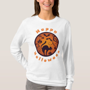 Camiseta Felices arañas y murciélagos de gatos negros en la