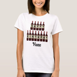 Camiseta Felices botellas de vino rojo de cumpleaños person