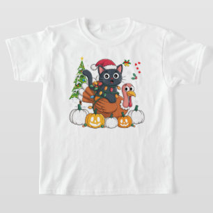 Camiseta Felices calabazas turcas de gato negro HalloGracia