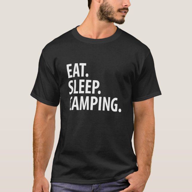 Camiseta Felices Camper Eat Sleep Camping Hombres de vacaci (Anverso)