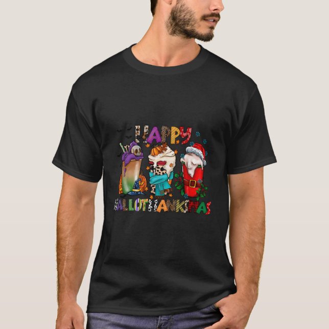 Camiseta Felices Coffee De Hallowthanksmas Para El (Anverso)