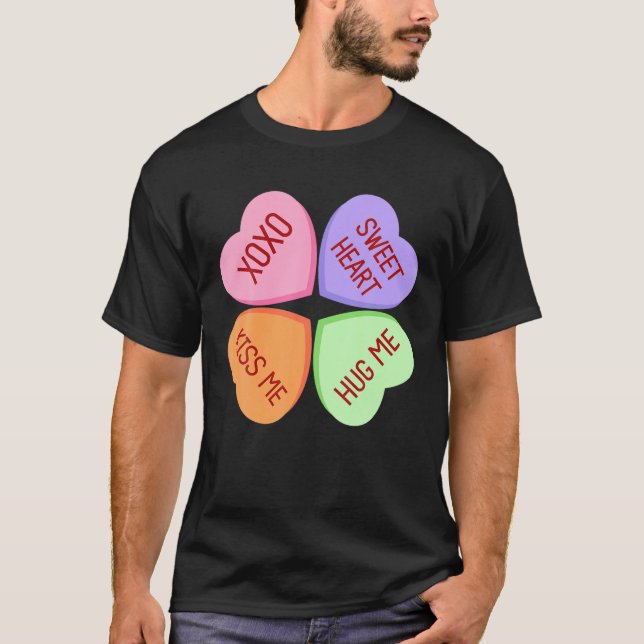 Camiseta Felices corazones de conversación de San Valentín (Anverso)